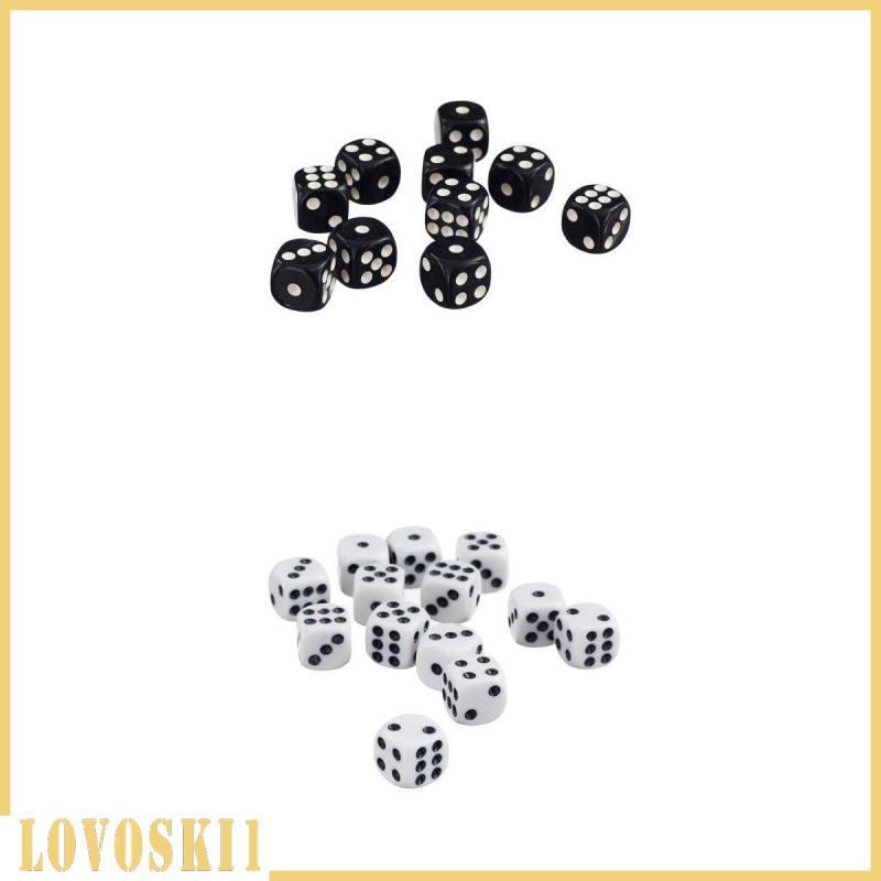 [Lovoski1] 100ชิ้นD6ลูกเต๋า12มิลลิเมตรหกด้านลูกเต๋าสําหรับบทบาทเล่นเกมกระดานสีดําและสีขาว