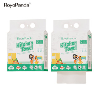 【1/2/4 Packs】Royo Panda Hanging Kitchen Towel 195 * 230mm 2Ply 1600 Sheets Extra Thick Kitchen Cleaning Super Absorbent Wet Dry Use Tissue