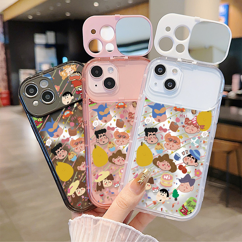 เคสไอโฟน13 ขาตั้งเครื่องสำอางลายการ์ตูนสุดสร้างสรรค์ For iPhone 11 13 12 14 15 16 Pro MAX 8 7 14 15 16 Plus XR X XS MAX