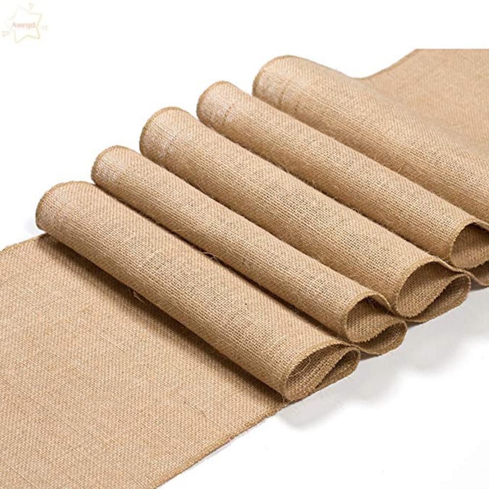 AWNGD Vintage Table Runner Country Burlap Hessian สําหรับคริสต์มาสหน้าแรกตาราง Runners