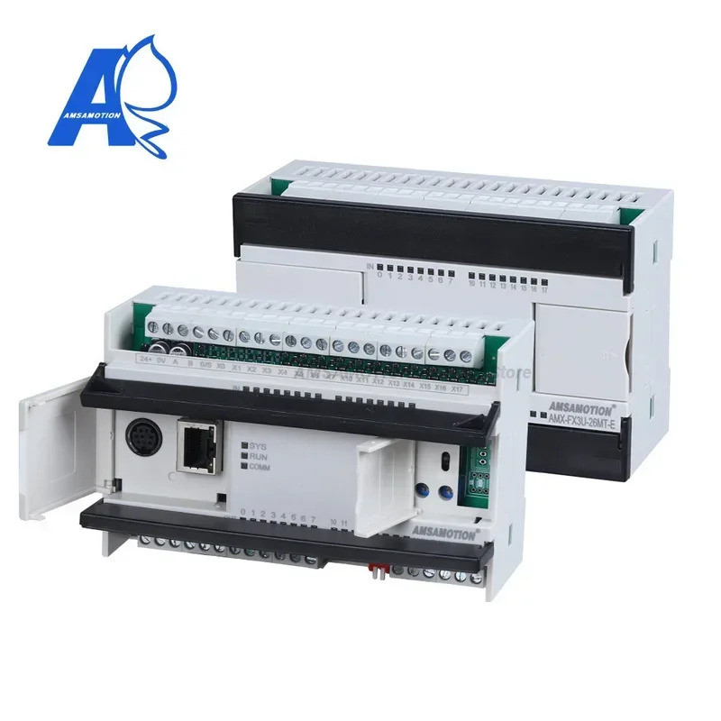 MITSUBISHI Amsalmotion FX3U-M26MR-E 26MT เปลี่ยน MELSEC PLC 2AI/1AO 16DI/10DO MODBUS Analog ทรานซิสเ