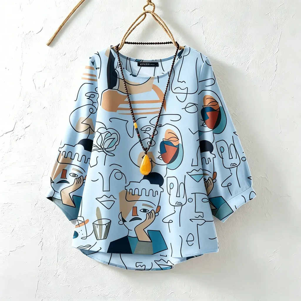 เสื้อยืดใหม่ ใส่สบาย มีหลายสไตล์ คอเต่า แขนสามส่วน ทรงหลวม พิมพ์ลาย ราคา ถูกที่สุด ดีลบีเคเค