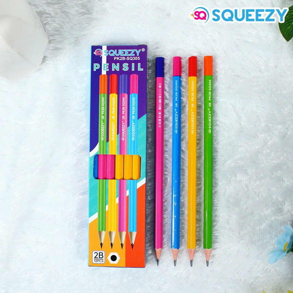 SQUEEZY PK2B-SQ305 ดินสอ 2B เคลือบ (12 ชิ้น)