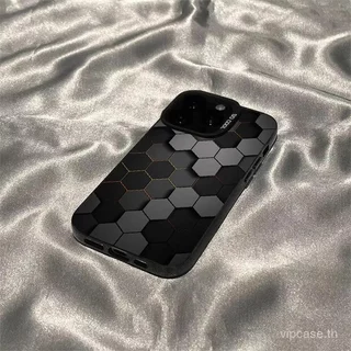 เคสโทรศัพท์โทรศัพท์ Cool สีดํารังผึ้งเหมาะสําหรับ iPhone 14promax 15promax 14 15 16 17 pro max 13promax 12pro 11promax 14plus ซิลิโคนป้องกันกรณี