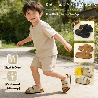 [พร้อมส่งในไทย] รองเท้าแตะสไลด์ Velcro สําหรับเด็ก, รองเท้าแตะฤดูร้อนพื้นนุ่มกันลื่น