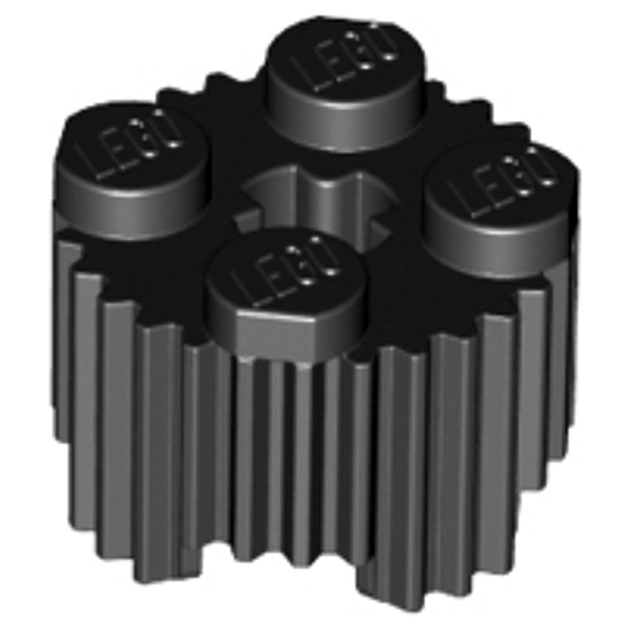 Brick2cube Part - Brick, Round 2 x 2 with Axle Hole and Grille / Fluted Profile - 92947