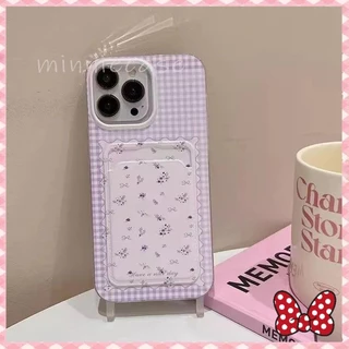 💜MINNIE💜โรแมนติกสีม่วงสดผู้ถือบัตรสายคล้องเคสเข้ากันได้กับ เคสไอโฟน 11 12 13 15 14 Pro Max XS XR X Max 7 15 8 14 Plus SE