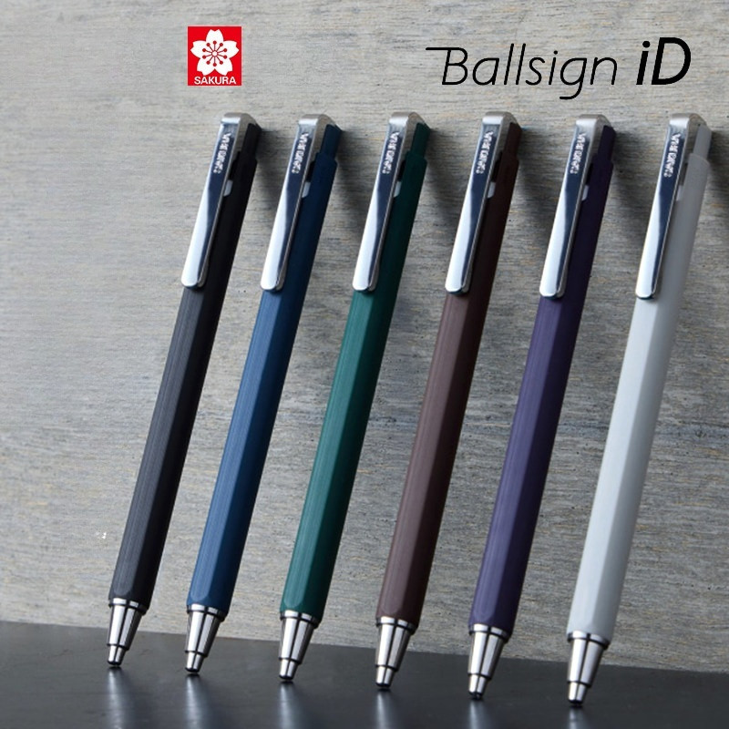 [จัดส่งด่วน] Sakura Japan Ballsign iD Wave Sun Dazzling Black Press Gel Pen Hexagonal Pen Retro Colo