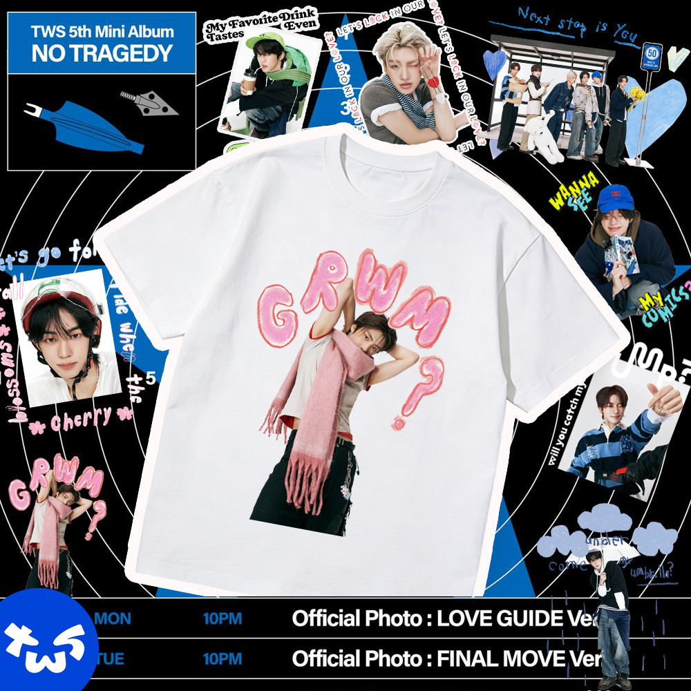 เสื้อแฟนคลับ มินิอัลบั้มชุดที่ 5 ของ TWS NO TRAGEDY TWS เสื้อยืดลายพิมพ์-SHINYU.DOHOON.YOUNGJAE.HANJ