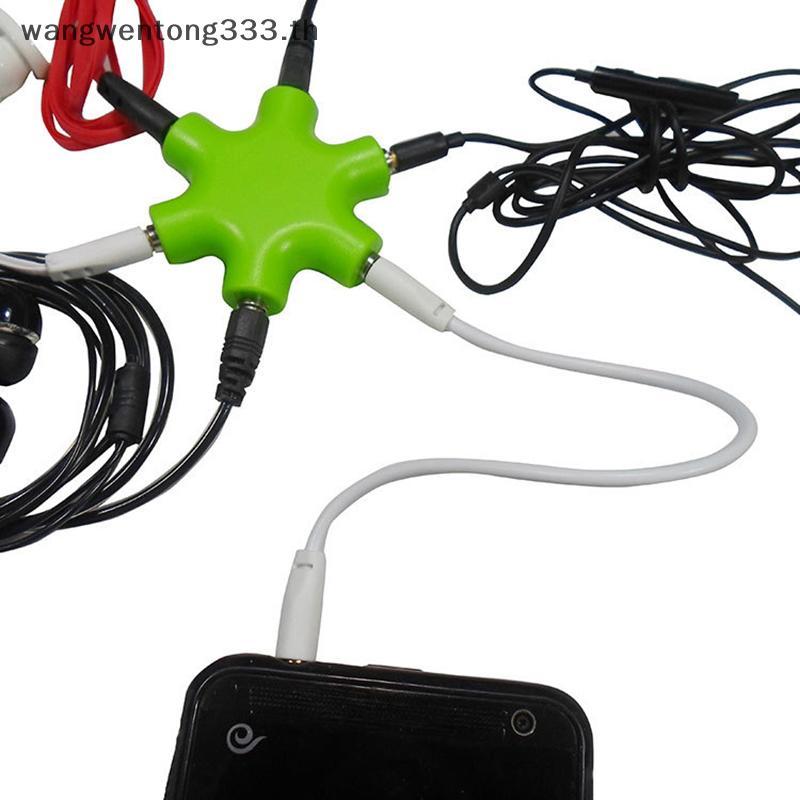 { WWTH } 6 พอร์ตหูฟัง Aux Splitter 6 In 1 อุปกรณ์เสริมอัจฉริยะ Audio Aux Cable Splitter 3.5 มม. 1 ชา