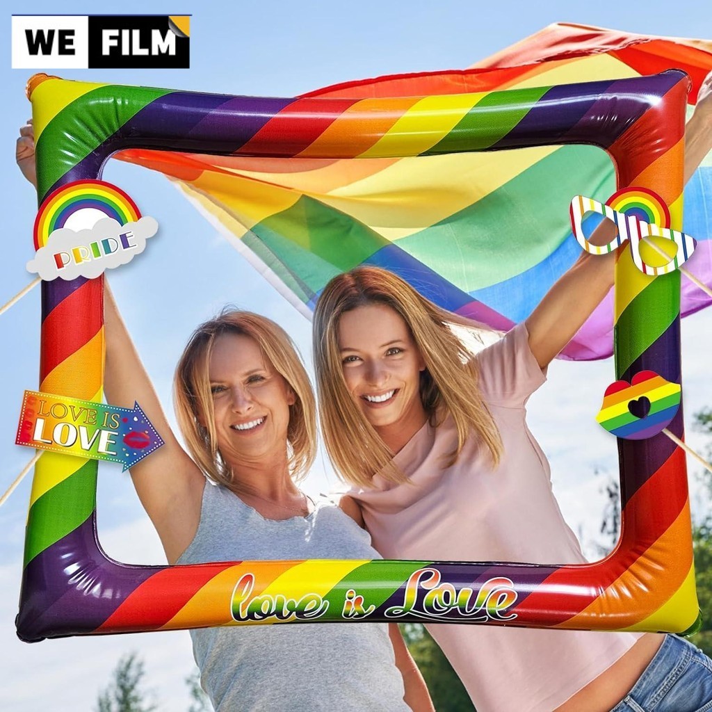 ชุดอุปกรณ์ถ่ายรูปธีมรุ้ง LOVE+กรอบอลูมิเนียมพองได้ ของตกแต่งปาร์ตี้ Pride Month Photo Props+Inflatab