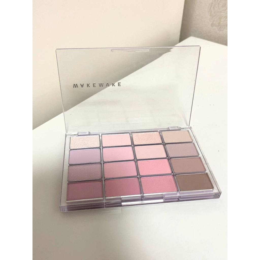 eyeshadow พาเลทตา สีนี้ดูสบายเกินไป wakemake Eyeshadow Palette 16 สี 04 Tender Pink Cool White Skin 