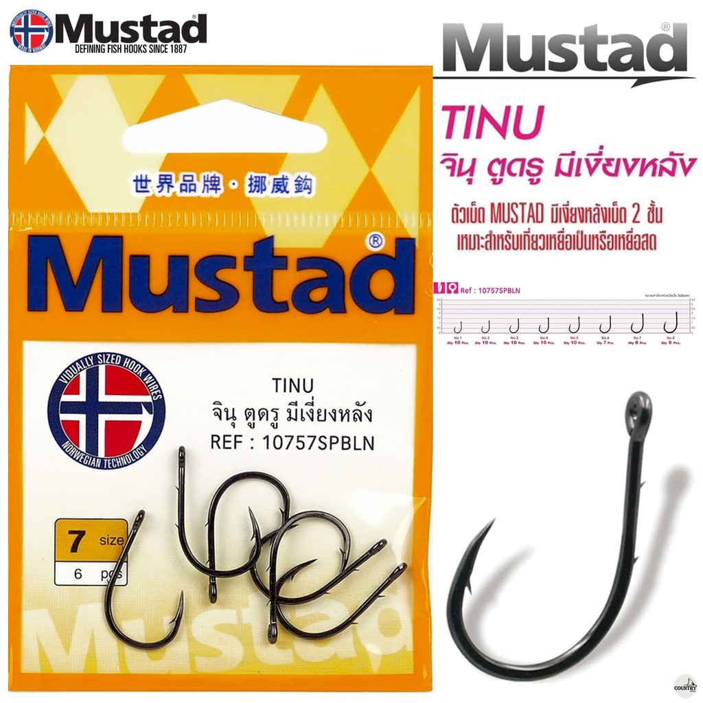 ตัวเบ็ด Mustad TINU จินุ ตูดรู มีเงี่ยงหลัง คม แข็งแรง