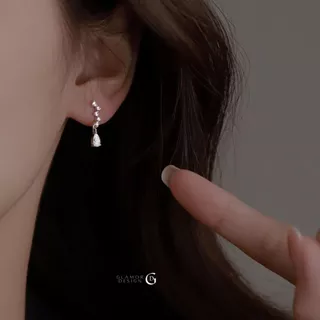 GLAMOR✨ต่างหูเงินแท้ H2O Zircon ต่างหูแฟชั่นหยดน้ำ ประดับเพชร เงินแท้925 สำหรับสาวยุคใหม่ E068