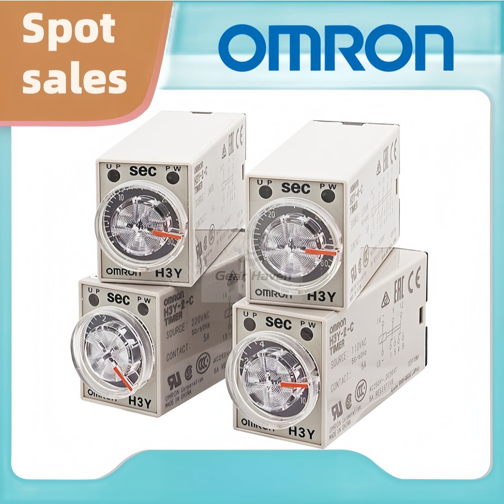 เวลา H3Y-2 รีเลย์ Omron H3Y-4 AC110V AC220V DC12V DC24V พร้อมฐาน pxc7