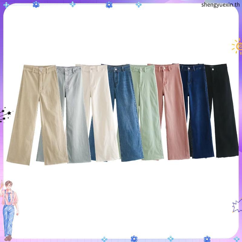 Atipashop - AISHA PASTEL JEANS กางเกงยีนส์ ขายาว ทรงขาม้า