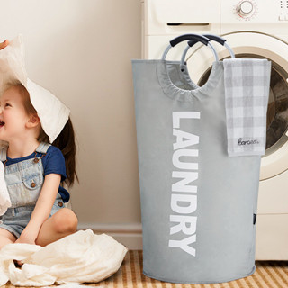 BAZZR ตะกร้าซักผ้า ผ้าออกซ์ฟอร์ด กันน้ํา ขนาดใหญ่พิเศษ  90 ล…