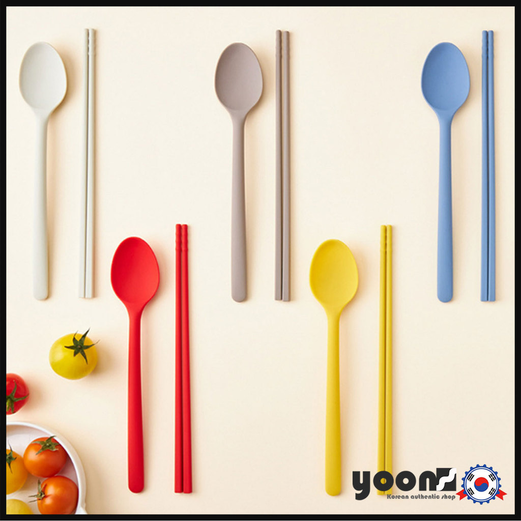 [SiliPot] ชุดช้อนส้อมซิลิโคนระดับพรีเมียมตะเกียบและช้อนสําหรับผู้ใหญ่ Made in Korea_From Korea