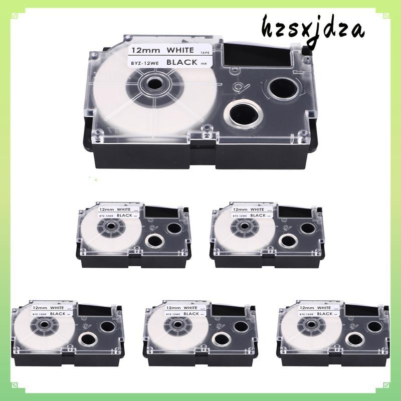 6 แพ็ค 12 มม.สีดําบนริบบิ้นฉลากสีขาวสําหรับ -120 -E300 -60 -100 KL750B KL820 KL750 KL7200 เครื่องพิม