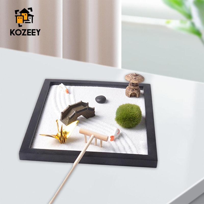 KOZEEY Zen Sand Garden สําหรับเดสก์ท็อปสํานักงานจีน Premium Tabletop Rock Garden Sandbox