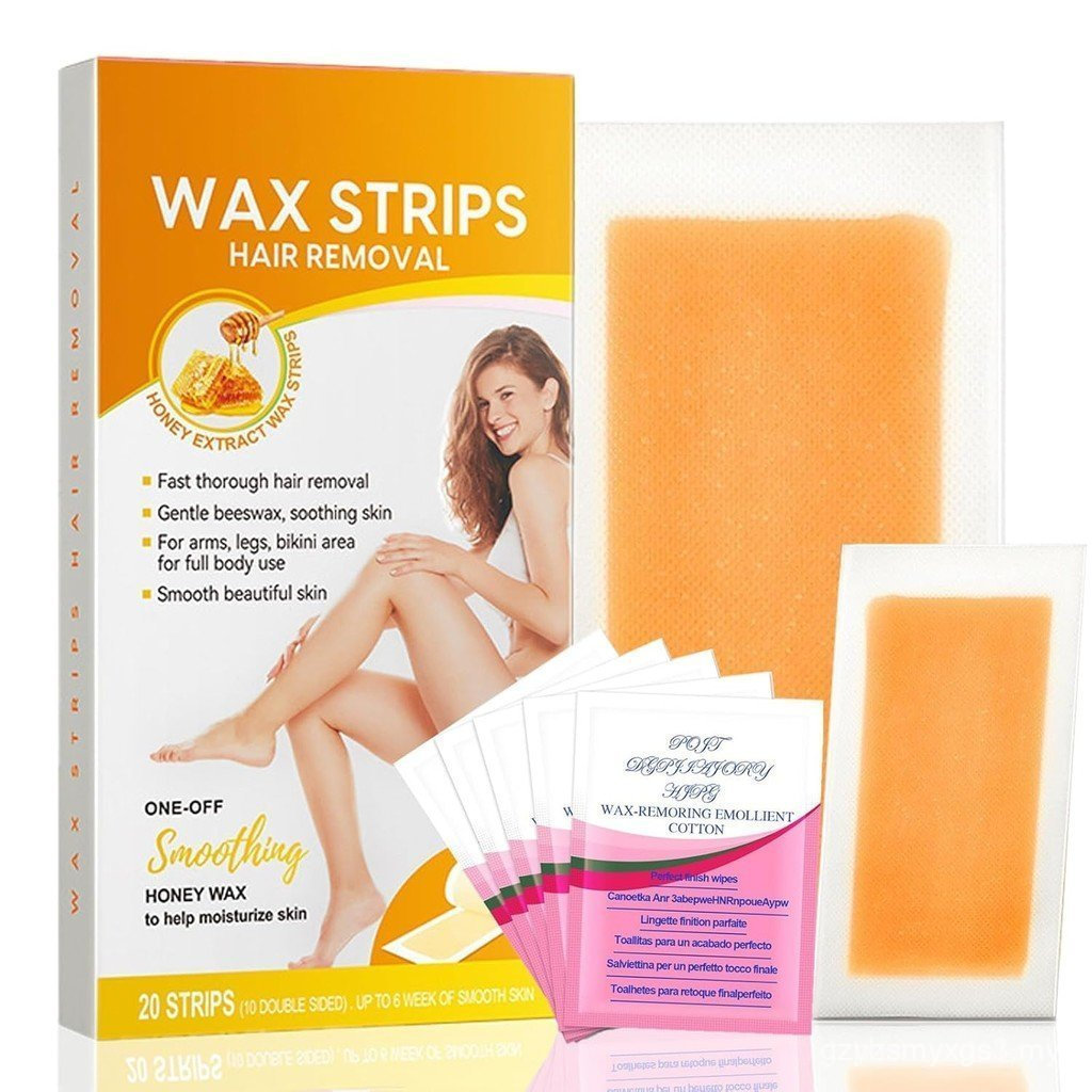 แถบขี้ผึ้งสําหรับกําจัดขน,20 ชิ้น Body Wax Strips,Waxing Kit สําหรับผู้หญิง,5 คลีนซิ่งออยล์ Towelett