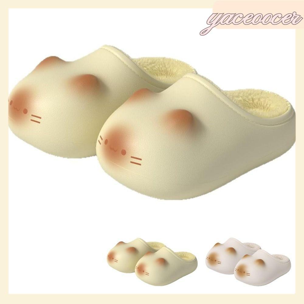 รองเท้ามูลส์ Kitty Mules ดีไซน์น่ารัก พร้อมฟูกขนเฟอร์อุ่นนิ้วเท้า กันน้ำสำหรับบ้าน