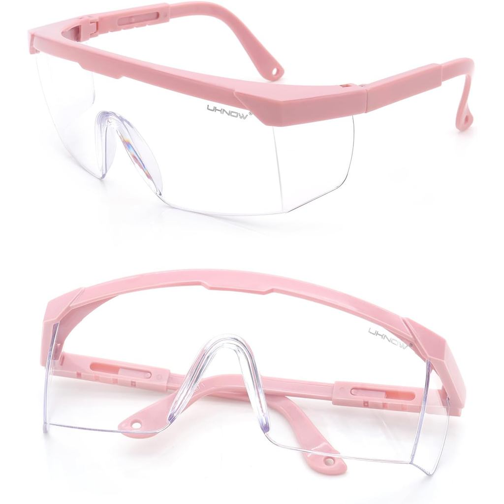 UKNOW แว่นตานิรภัย 2 แพ็ค - แว่นตานิรภัยป้องกันหมอก ANSI Z87.1 - แว่นตาป้องกันแบบปรับได้ - แว่นตาห้อ