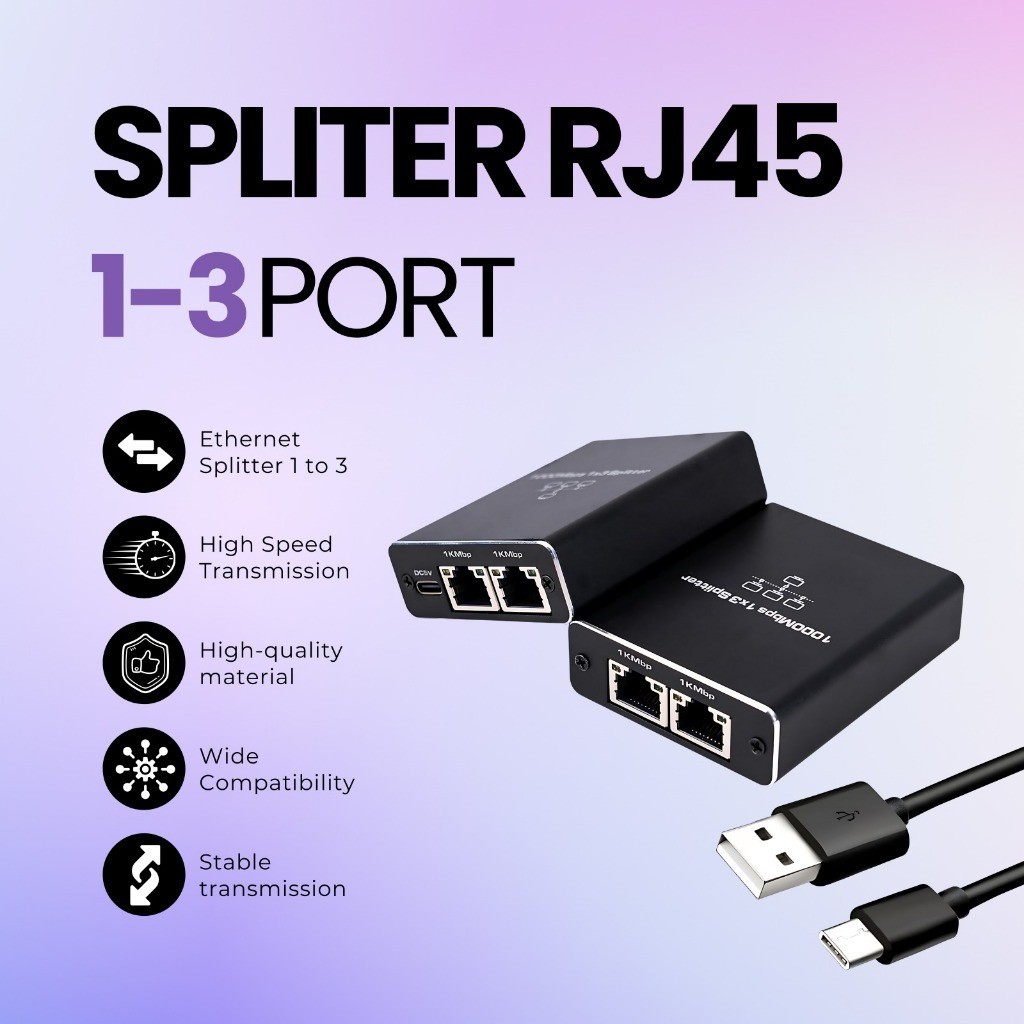 Spliter RJ45 1-3 พอร์ต 1000Mbps Ethernet 1 ถึง 3 Spliter อะแดปเตอร์ RJ45 Spliter อะแดปเตอร์ 1-3 พอร์