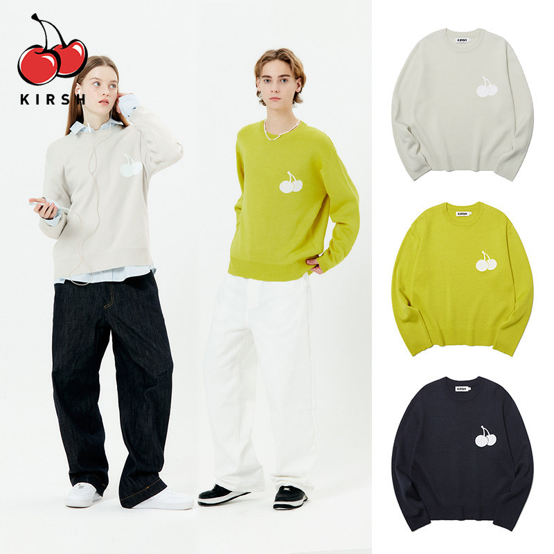 สเวตเตอร์คอวีสำหรับผู้หญิง สไตล์เกาหลี ขนาดกลาง จาก Kirsh Big Cherry Spring