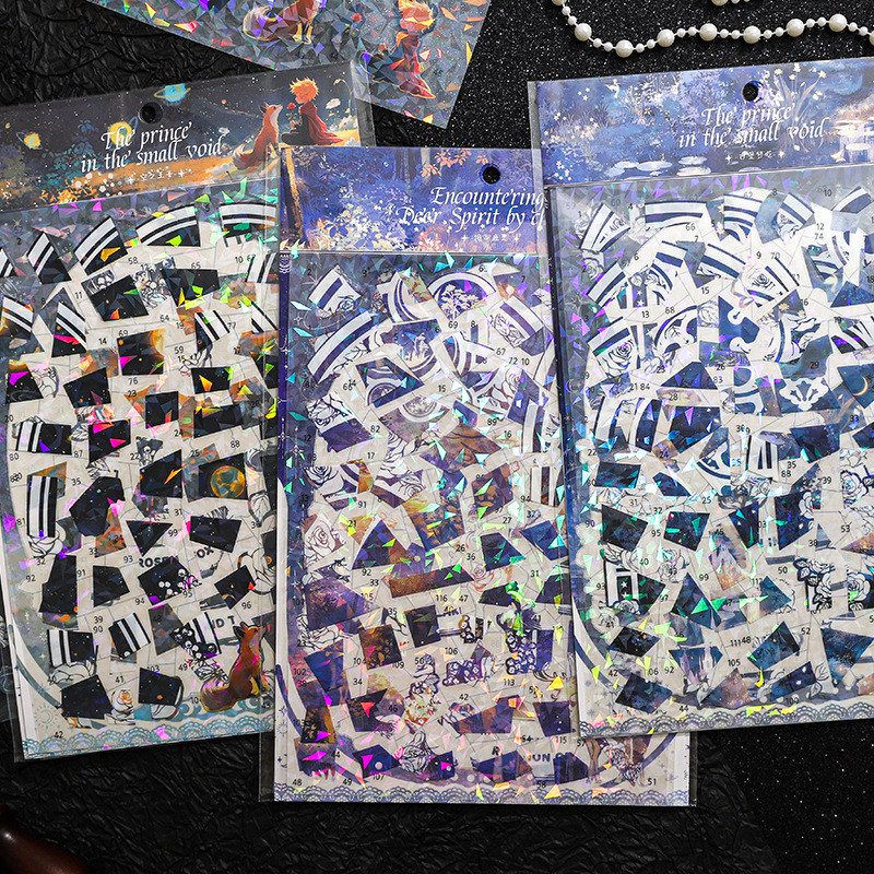 WEI 3 ชิ้น [Void Dream Memory Series] ขนาดใหญ่พิเศษ 3D ภูมิทัศน์สติกเกอร์ Retro คลาสสิกตกแต่ง Shell Light สําหรับ Journaling Scrapbooking เครื่องเขียน
