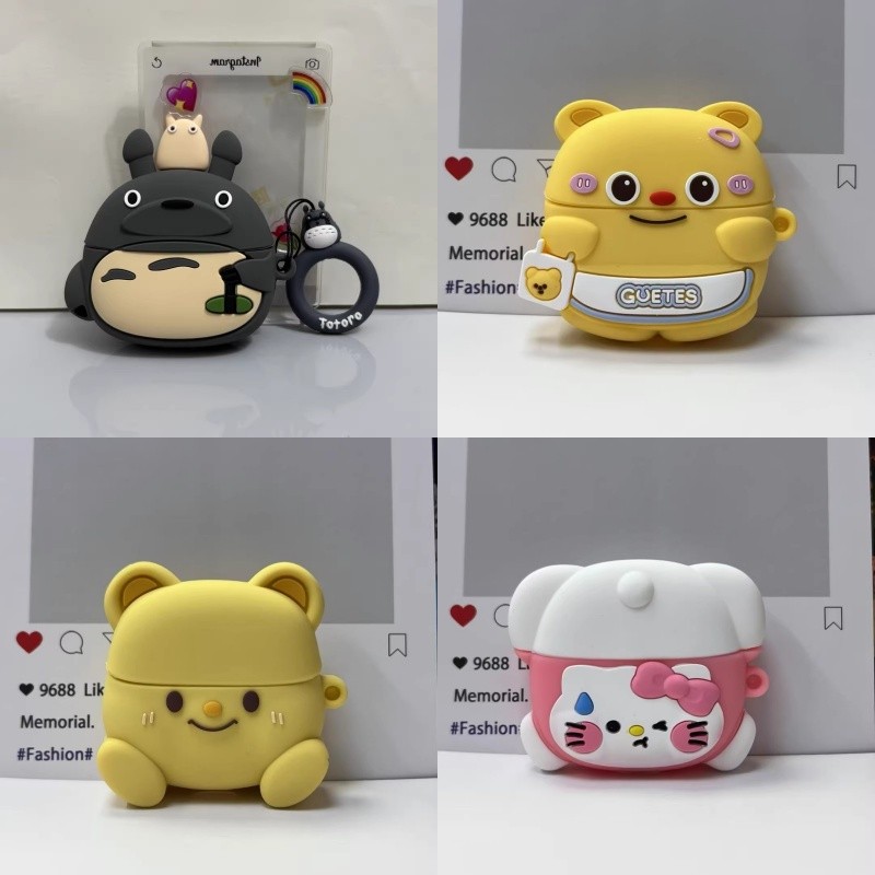 Stock ReadyCase สําหรับ OPPO ENCO ฟรี 2/2i/Air 4/4Pro/R3Pro/X3 การ์ตูนหมีซิลิโคนอ่อนนุ่มหูฟังฝาครอบป้องกันพร้อมตะขอ