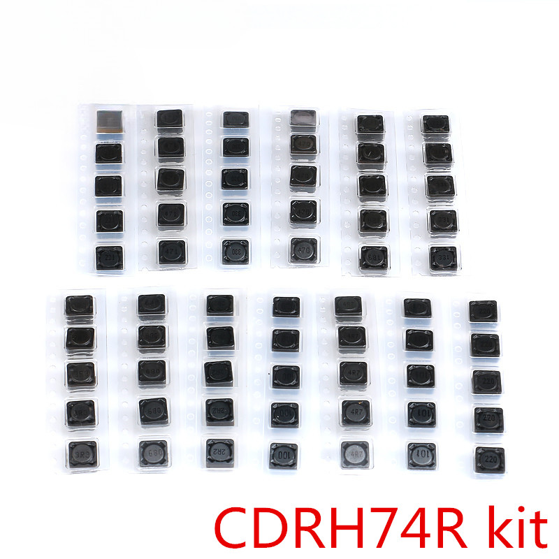 65pcs 13Values Shielded Inductor SMD Power Inductors Assortment Kit 2.2UH-680UH 7*7*4 มม.CDRH74R