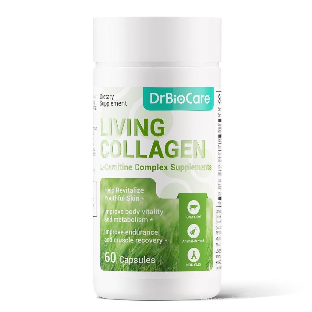 DrBioCare Living Collagen L-Carnitine Complex Supplement, Non-GMO, Grass Fed Bovine Collagen Peptide