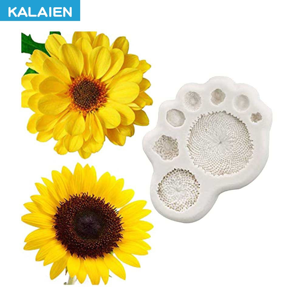 KAILAEN ดอกทานตะวัน Stamen ซิลิโคน Mould Fondant Mould หลอดเลือดดําแม่พิมพ์เค้กตกแต่งเครื่องมือ Gumpaste Mould ดอกทานตะวัน