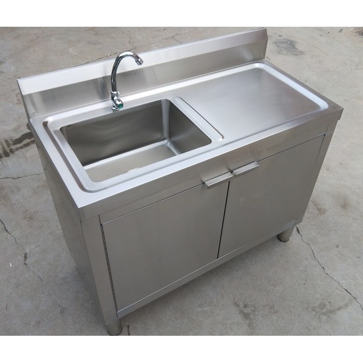 Kitchen 304 stainless steel sink cabinet floor, with countertop, stainless steel workbench，stainless