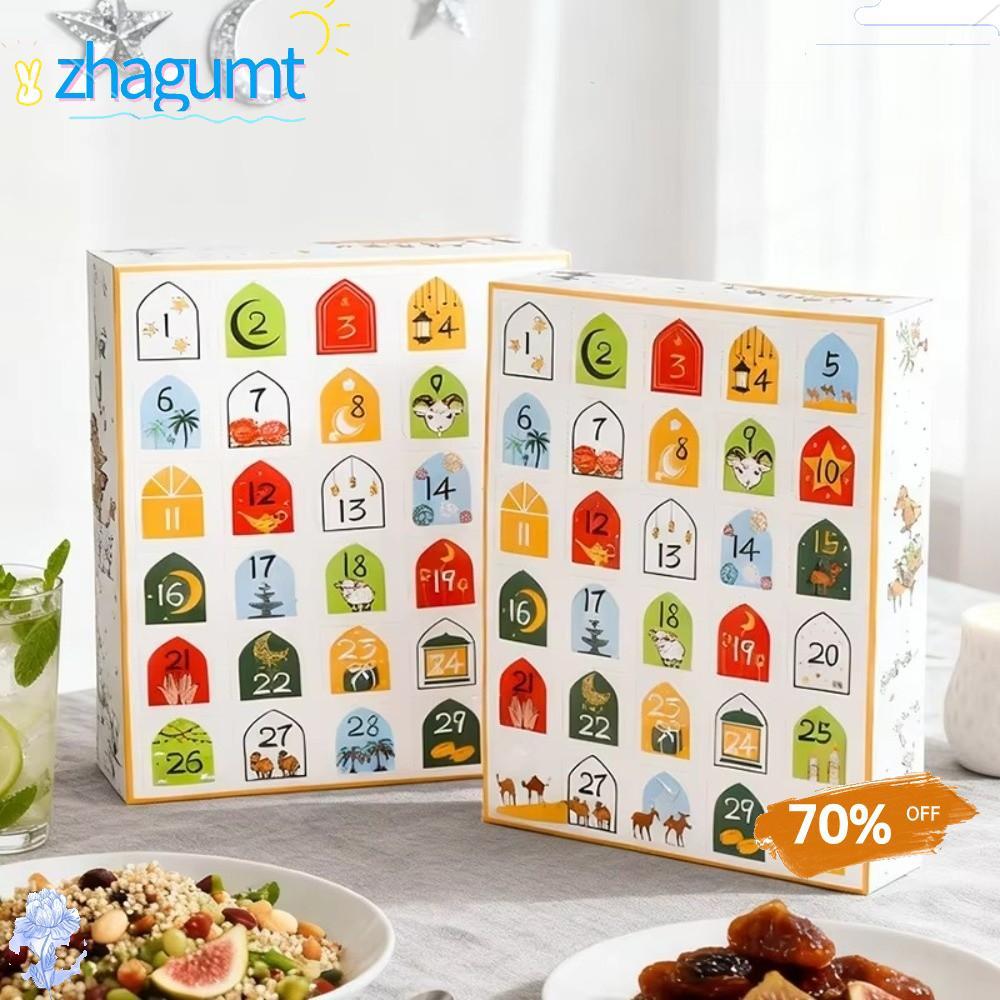 ZHAGUMT366 กล่องของขวัญปฏิทินจุติ 5 ชิ้น, กล่องของขวัญ 30 วันที่ว่างเปล่า, อุปกรณ์บรรจุภัณฑ์ Eid นับถอยหลังรอมฎอน Mubarak กล่องนับถอยหลัง Party