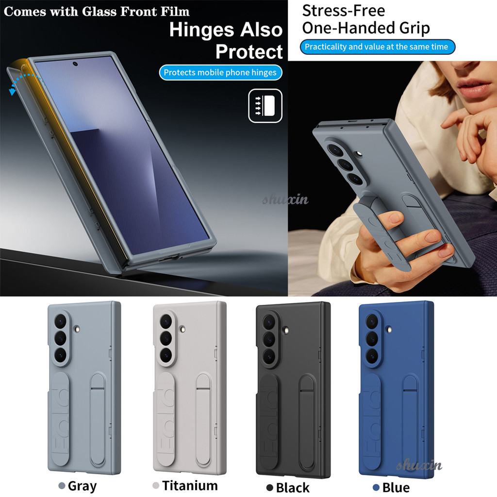 SAMSUNG หรูหราพับกรณีScalableสายรัดข้อมือสําหรับSamsung Galaxy Z Trifold FOLD8 Ultra Fold7 Fold6 Fold5 4 3 กันกระแทกป้องกันกระจกนิรภัยป้องกันหน้าจอ