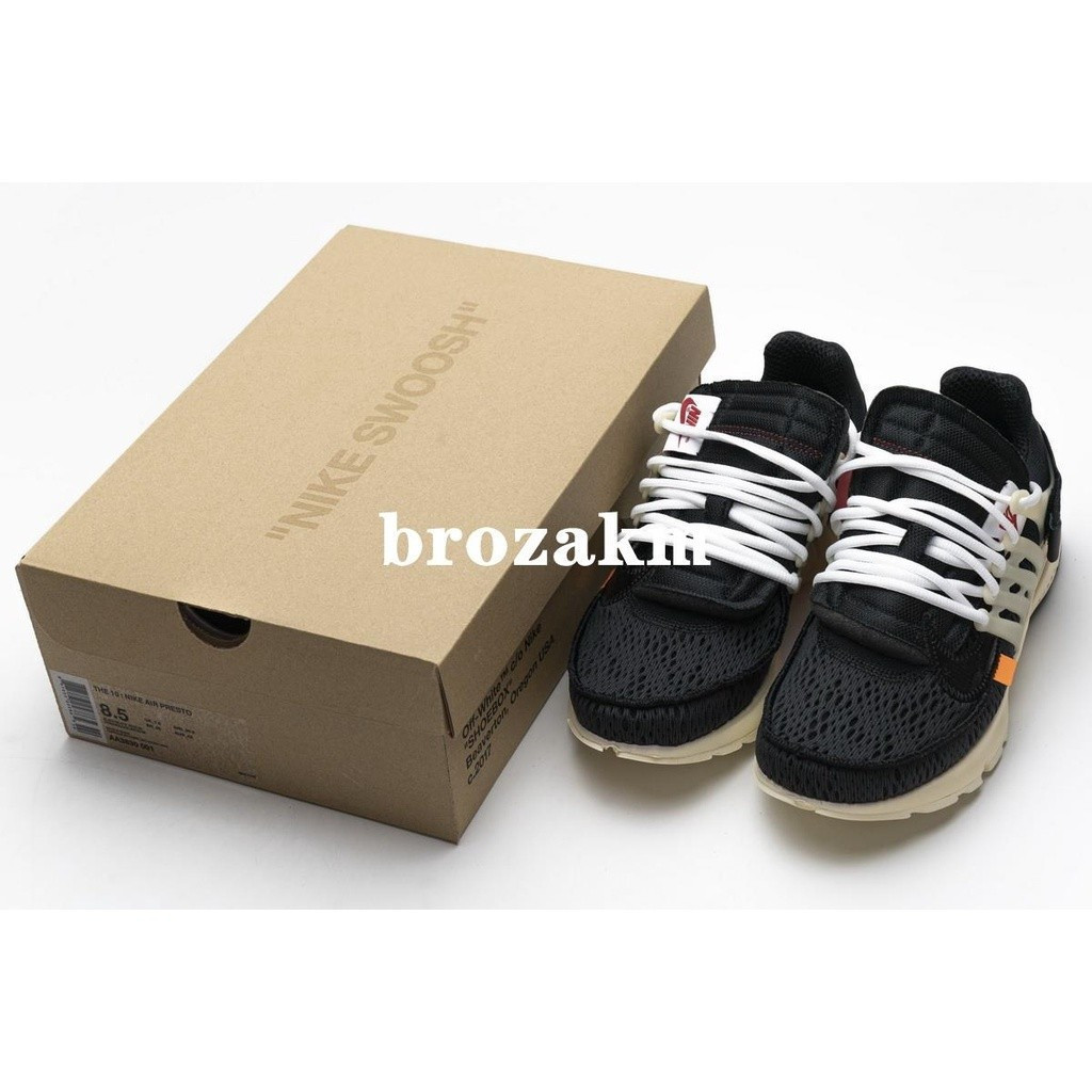 OFF-WHITE x Nike Air Presto Black WHITE Fishbone Running Shoes Jogging AA3830-001