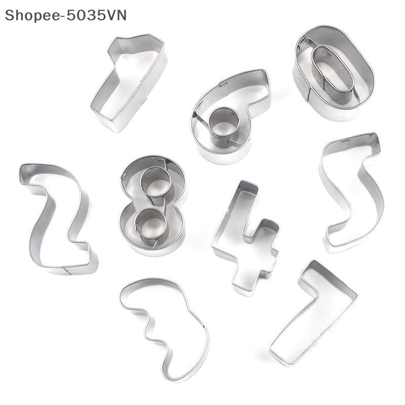 {AKIN} 9 ชิ้น 0-8 ตัวเลขรูปร่างคุกกี้เครื่องตัดบิสกิต Mould แม่พิมพ์อบสแตนเลส J2Y {a}