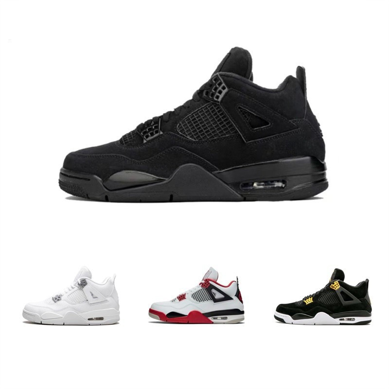 Nk air Jor และ 4 Retro 4 aj4 Jordan 4th Generation Black Cat สไตล์เดียวกันผู้ชายผู้หญิงกีฬารองเท้าลํ
