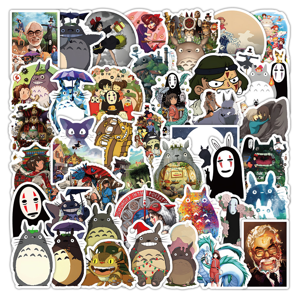 ชุดสติ๊กเกอร์ Hayao Miyazaki 50 ชิ้น - สติ๊กเกอร์ฉากอนิเมะคลาสสิกสําหรับ Journal & Laptop Decor