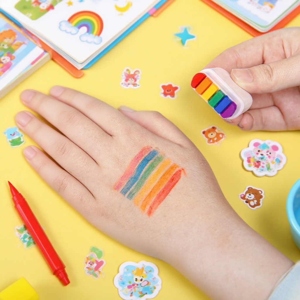 🌈(ปลอดภัย ล้างออกง่าย)ปากกาเพ้นท์หน้า สีเขียนหน้า เพ้นท์หน้า สีรุ้ง ดินสอเขียนหน้ารุ้ง ดินสอเพ้นท์ตัว ฟุตบอลโลก ยูโร - รูปที่ 2