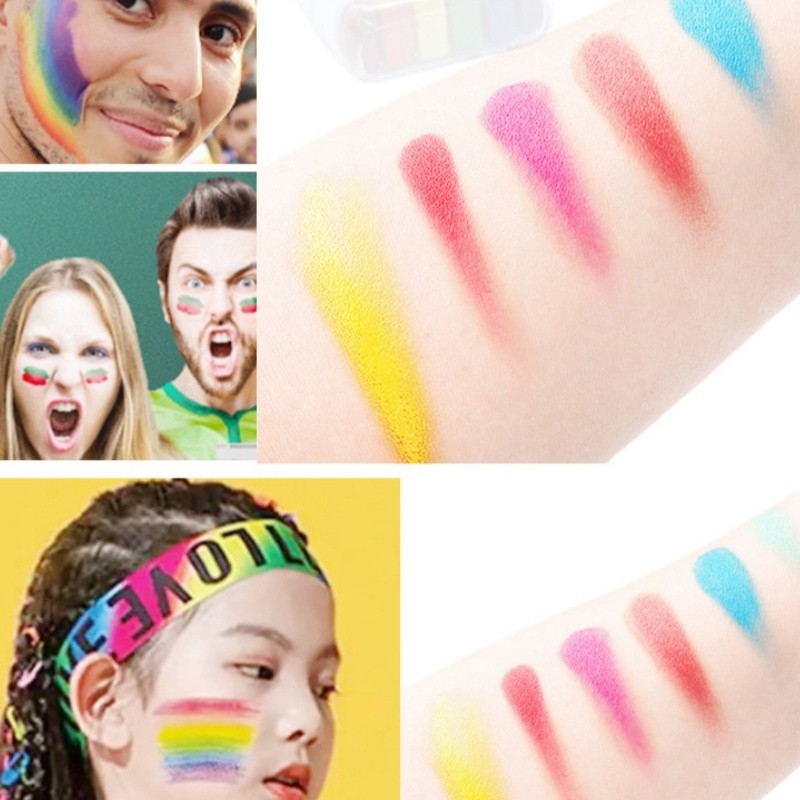 🌈(ปลอดภัย ล้างออกง่าย)ปากกาเพ้นท์หน้า สีเขียนหน้า เพ้นท์หน้า สีรุ้ง ดินสอเขียนหน้ารุ้ง ดินสอเพ้นท์ตัว ฟุตบอลโลก ยูโร - รูปที่ 6