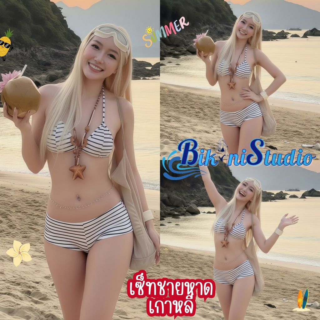 BIKINI STUDIO ชุดว่ายน้ำ 2 ชิ้น ชุดว่ายน้ำผู้หญิงเซ็กซี่ ชุดว่ายน้ำกางเกงขาสั้น💗💞 มีไซส์ S-L | น้ำหนัก 38-58 กก. Y274
