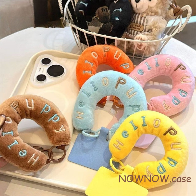 เหมาะสําหรับโทรศัพท์มือถือทุกรุ่น น่ารักสีสัน Doughnut Letter Plush เคสโทรศัพท์สายคล้องกระเป๋าถือ