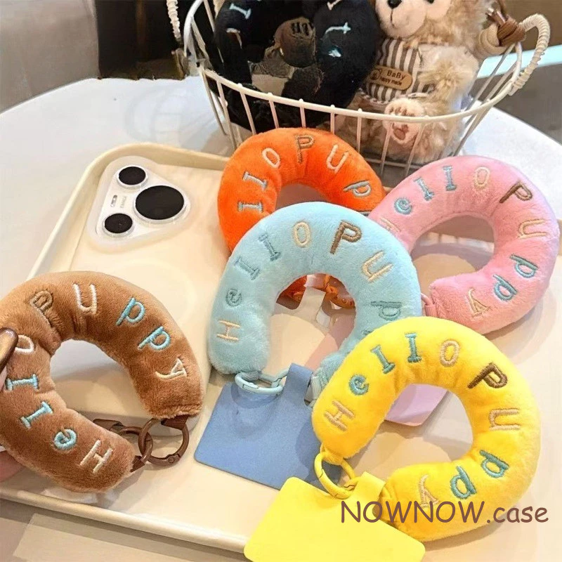 เหมาะสําหรับโทรศัพท์มือถือทุกรุ่น น่ารักสีสัน Doughnut Letter Plush เคสโทรศัพท์สายคล้องกระเป๋าถือ