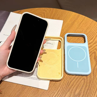 แม่เหล็กสีฟ้าซิลิโคนเหลวเคสโทรศัพท์สําหรับ ไอโฟน 17 มือโปร สูงสุด 16 15 14 13 กันกระแทกป้องกันปลอก