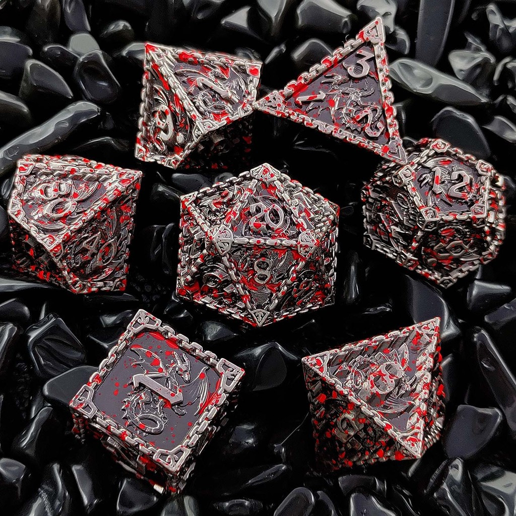 โลหะ DICE D20D6 Dungeon และ Dragon COC วิ่งทีม DND Cthulhu สีชุด TRPG Multi-Sided 7 เกมกระดาน DICE