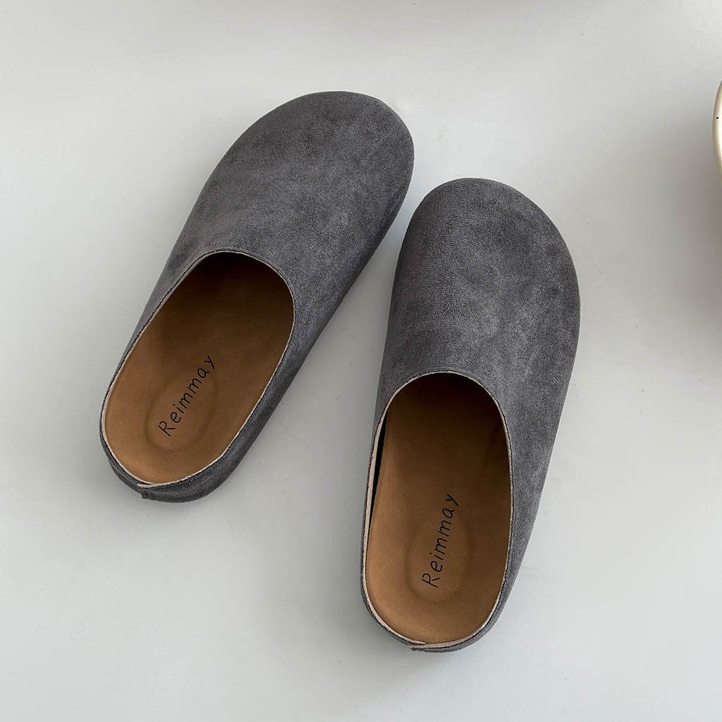 [OK Sports Life] Queen Fan Retro Lazy Shoes Flat-Soled Baotou รองเท้าแตะเพิ่มความสูงด้านในผู้หญิงฤดู