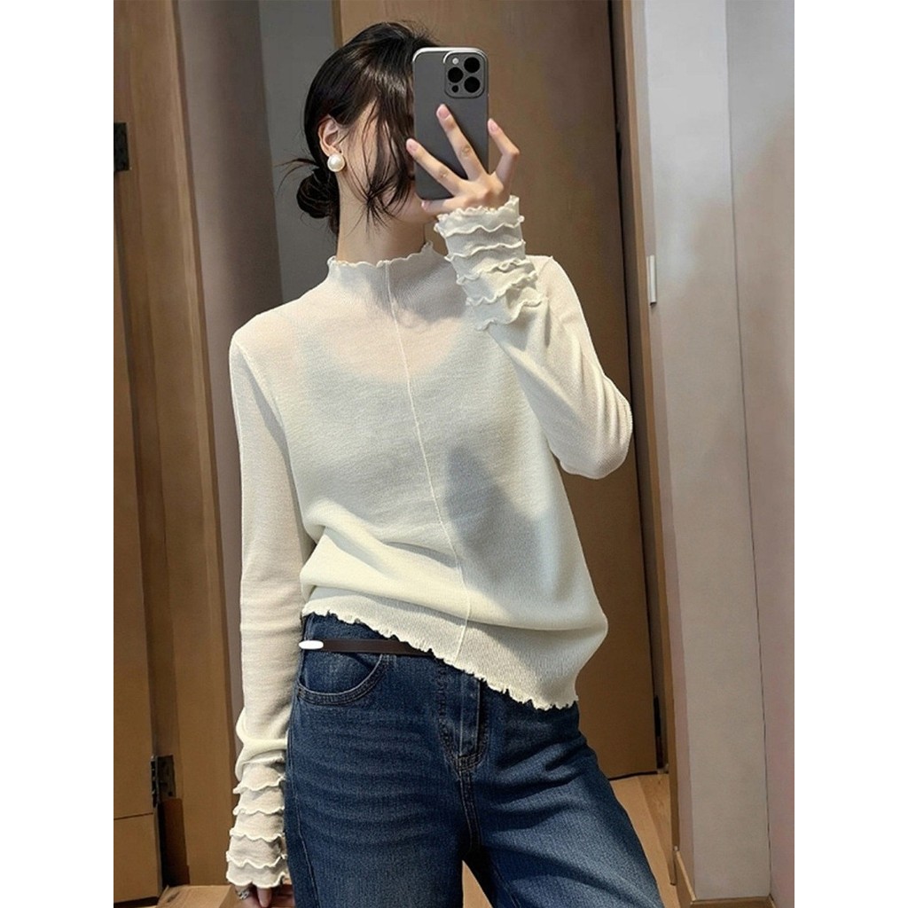 เสื้อถักแขนยาวทรงหลวม สไตล์ดีสำหรับฤดูใบไม้ผลิและฤดูใบไม้ร่วง